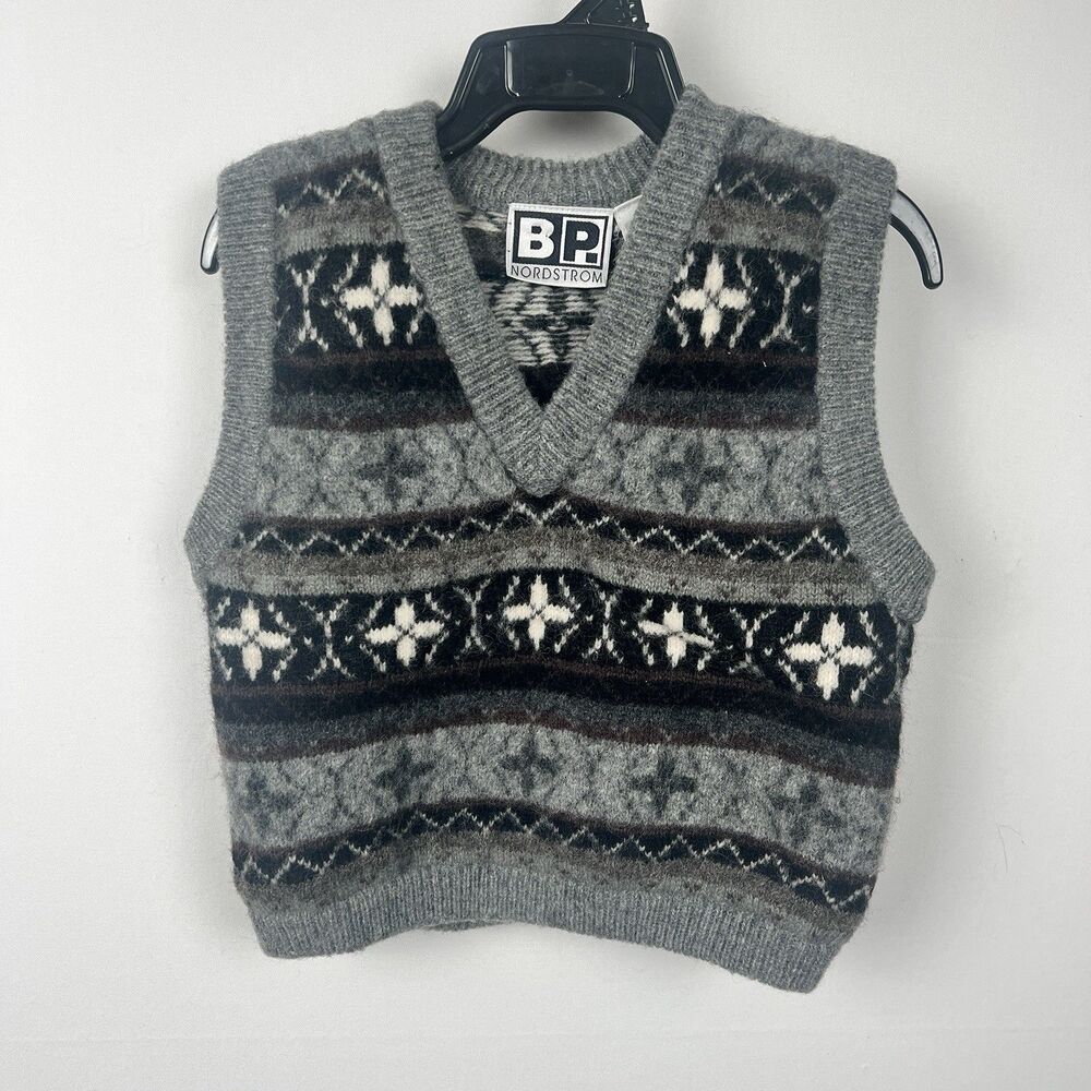 BP Nordstrom Kids S Shetland Wool Fair Isle Sweater Vest Youth 6-8